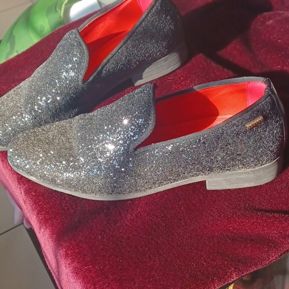 Uubaris men’s size 10.5 sparkly loafer for suit or tuxedo black